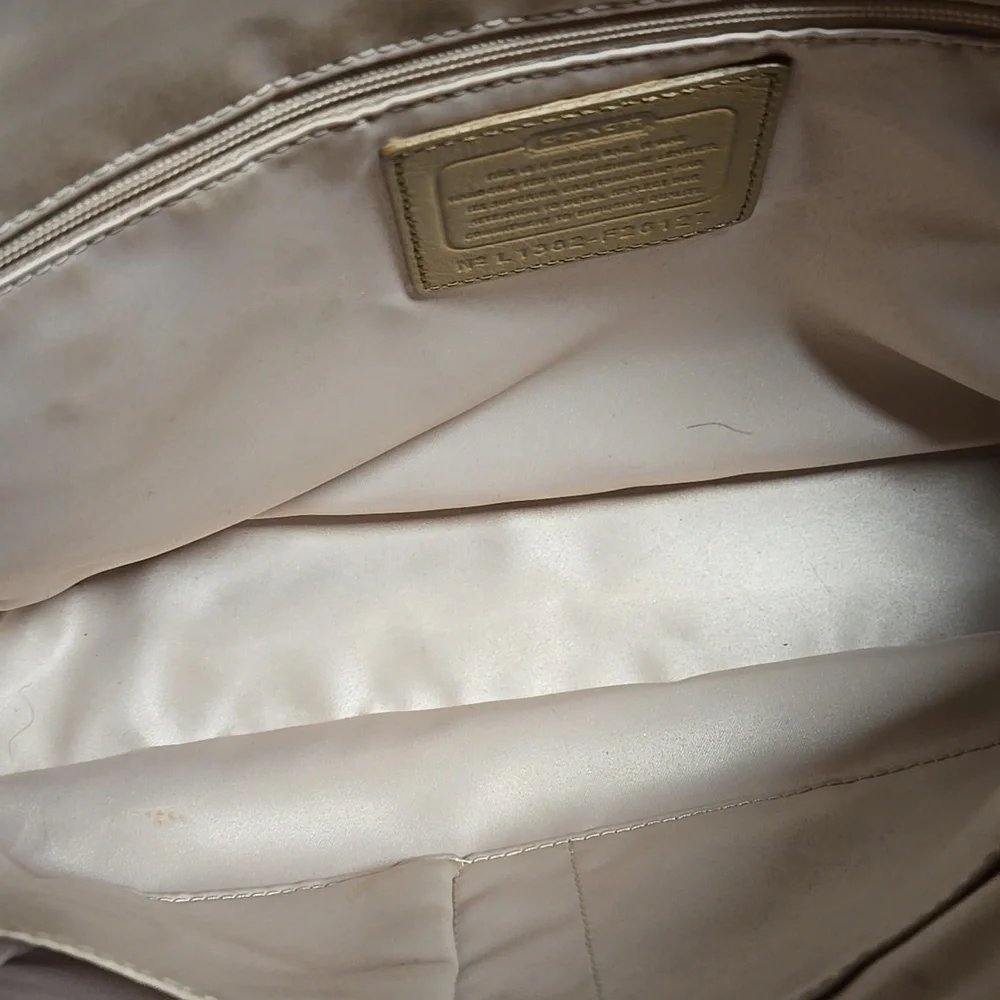 COACH Campbell Leather Eva Flap Satchel Brown Beige